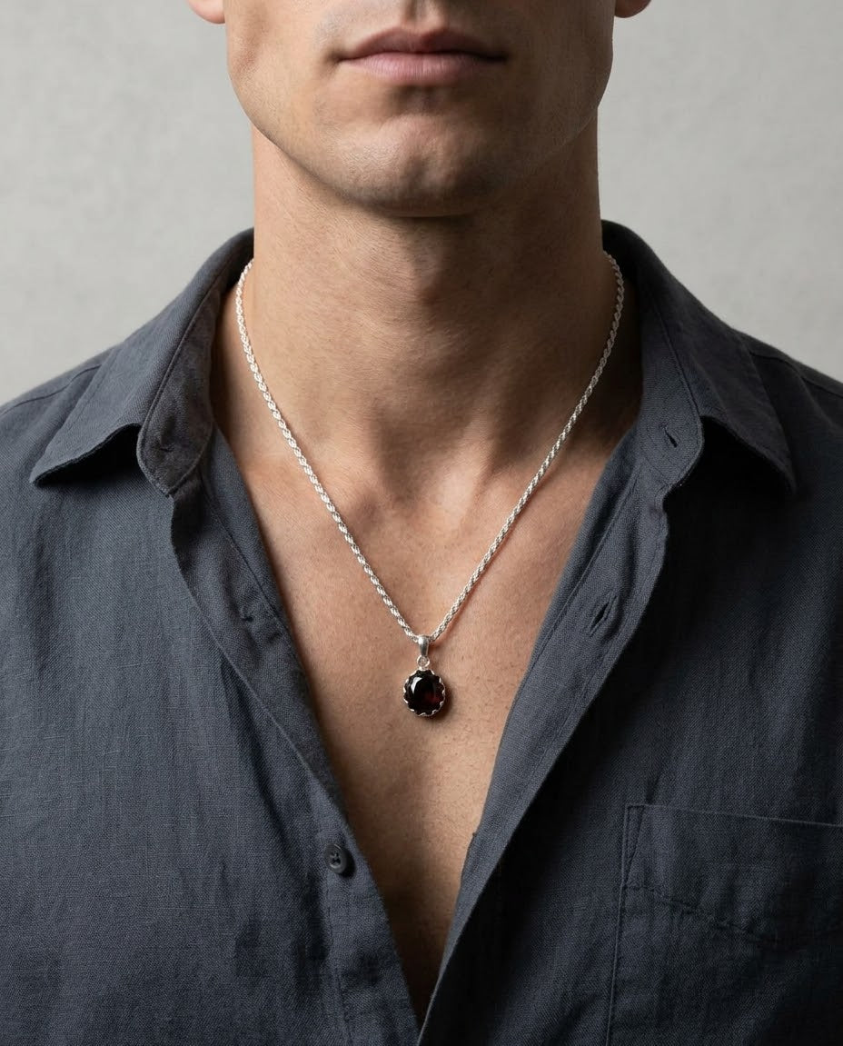 Midnight Edge Hematite Men’s Necklace – 925 Sterling Silver