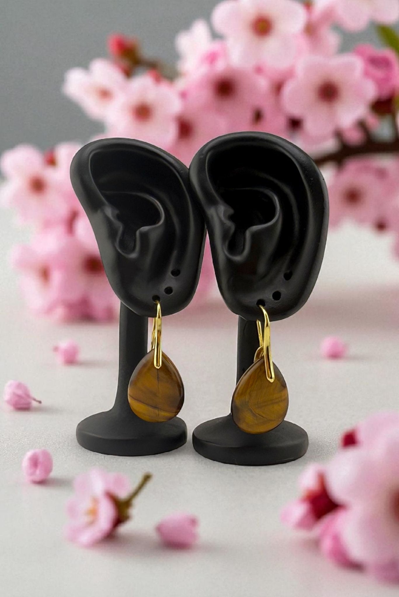 Tiger Eye Drop Earring - Golden Dusk