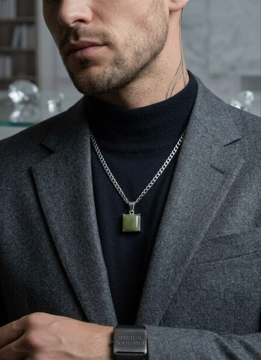 Verdant Legacy Jade Men’s Necklace – 925 Sterling Silver