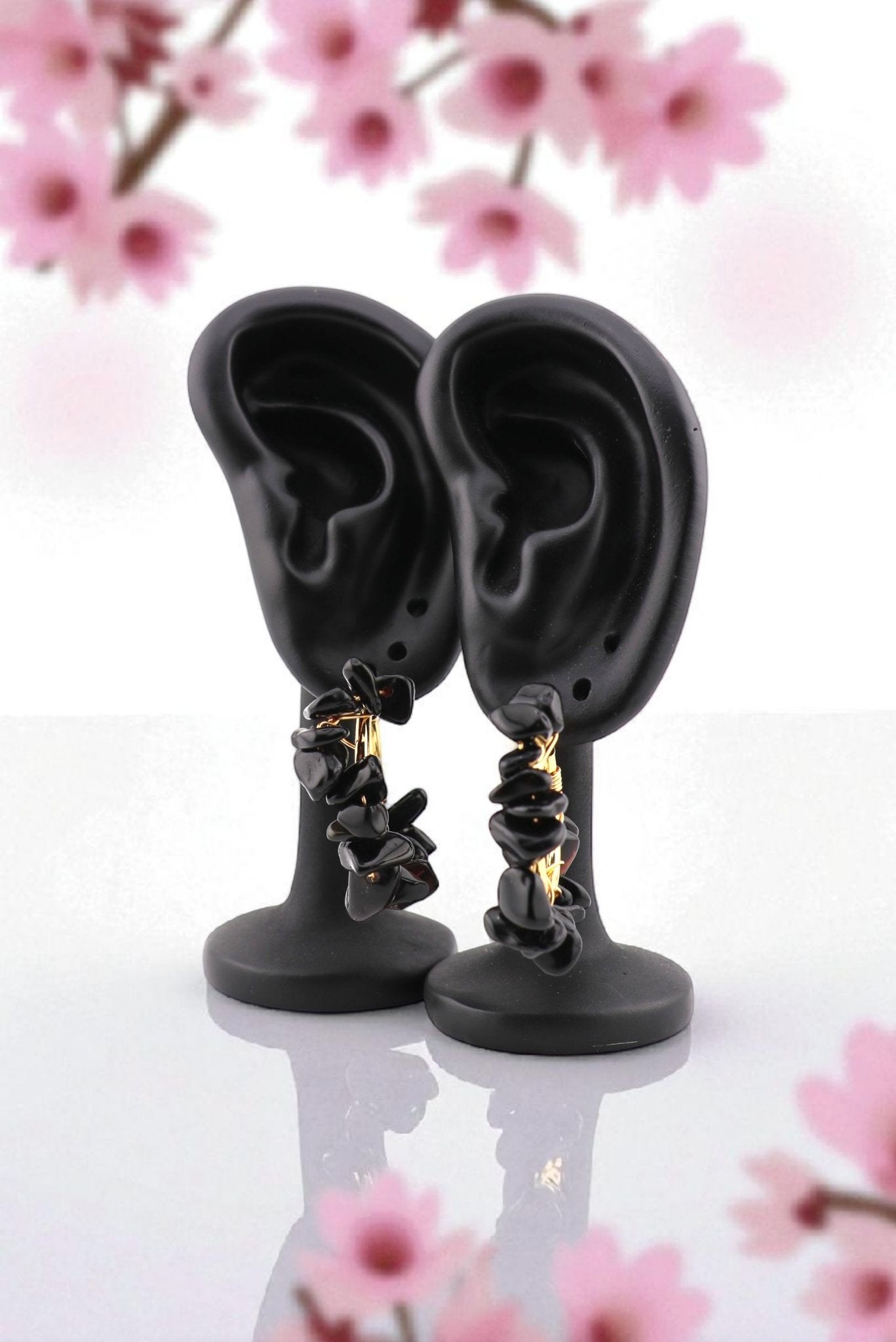 Shadow Shield – Black Obsidian Hoop Earrings