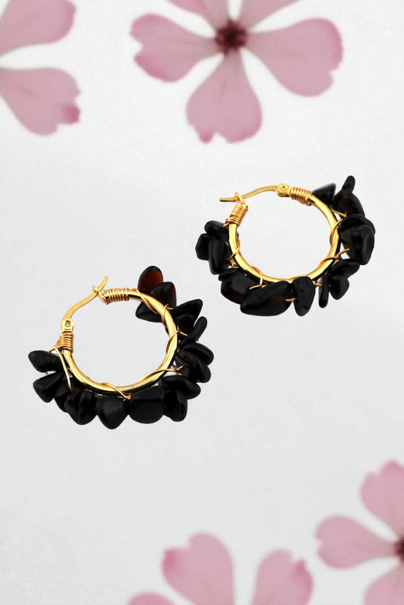Shadow Shield – Black Obsidian Hoop Earrings