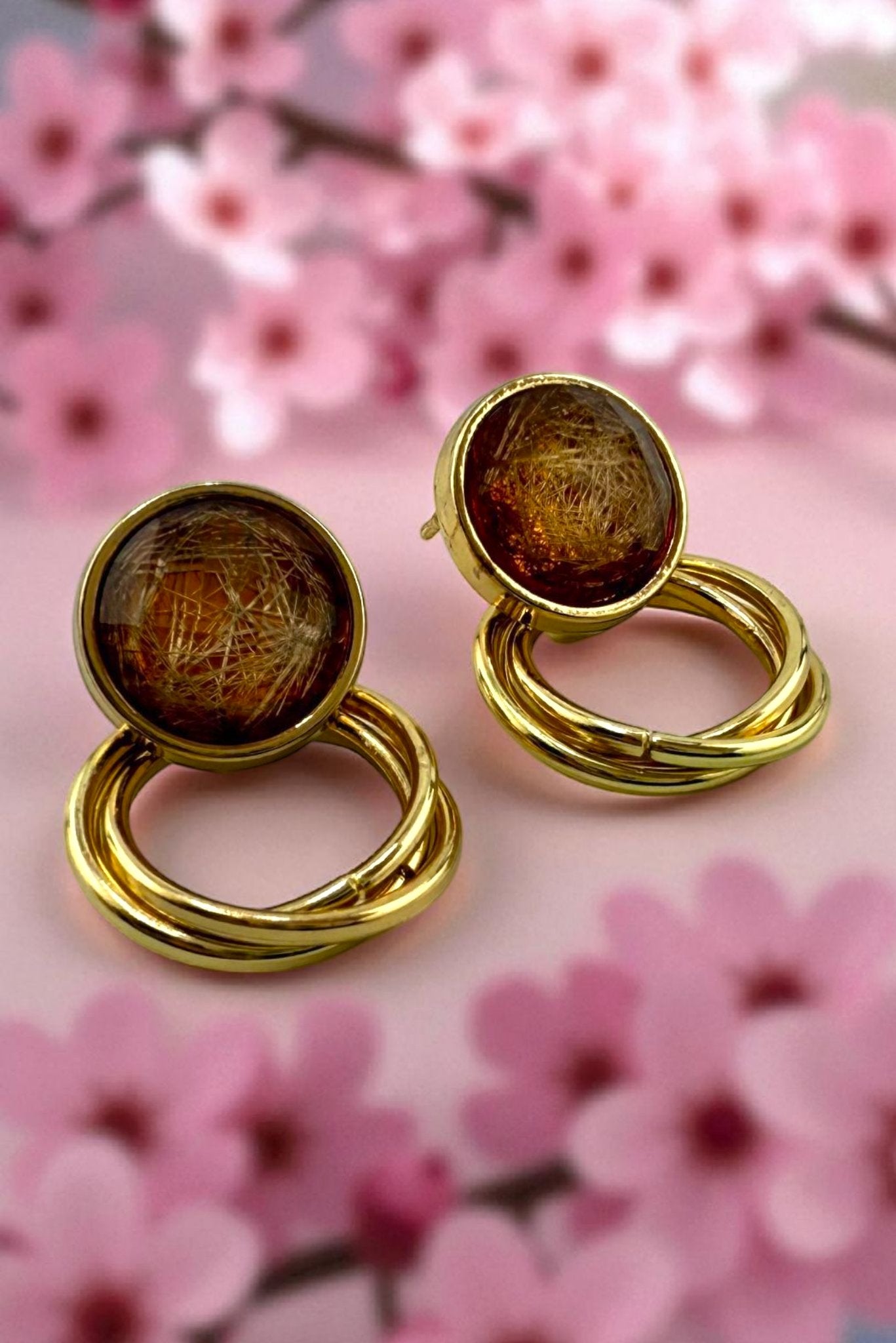 Rutilated Quartz Earrings - Sun Thread