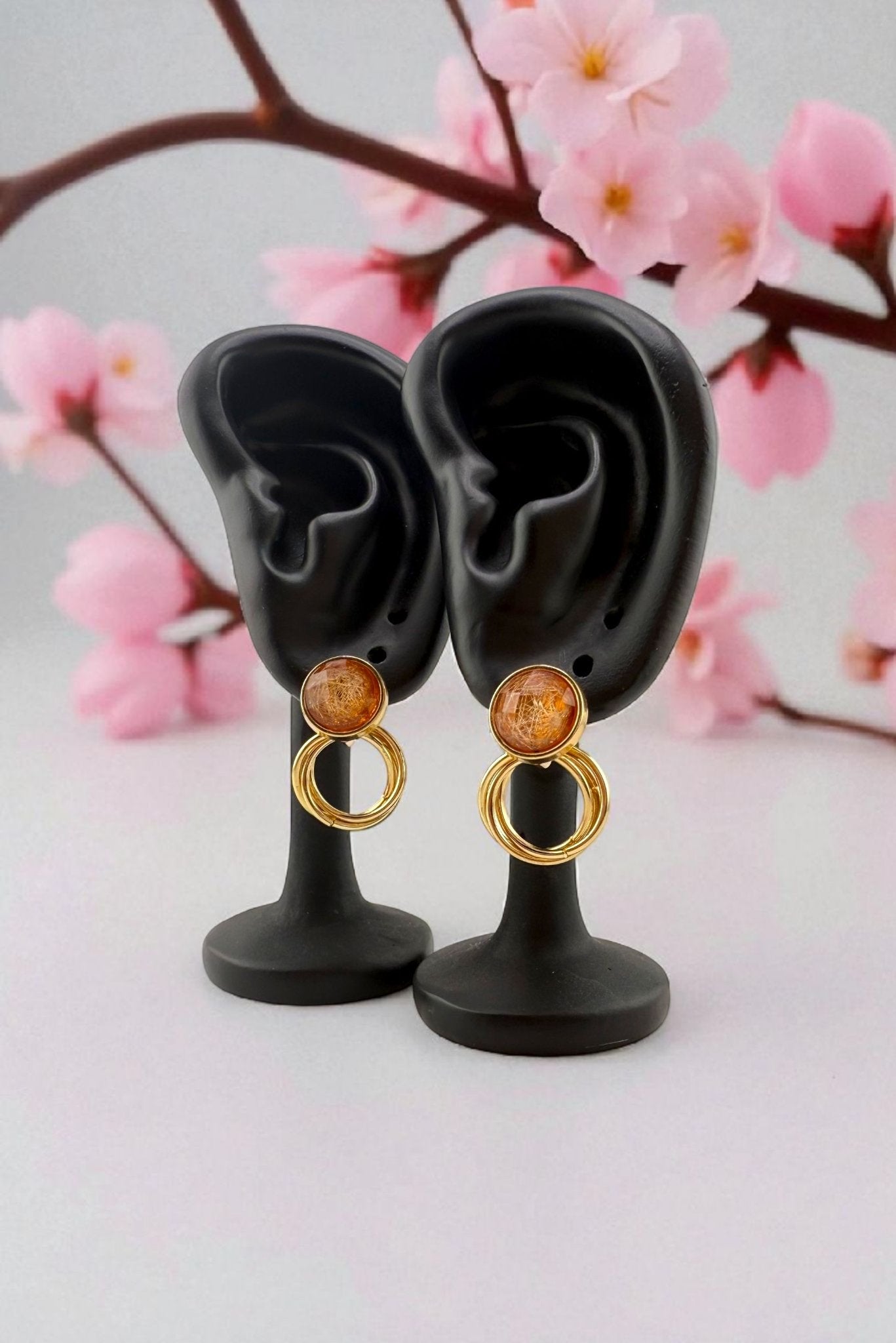 Rutilated Quartz Earrings - Sun Thread