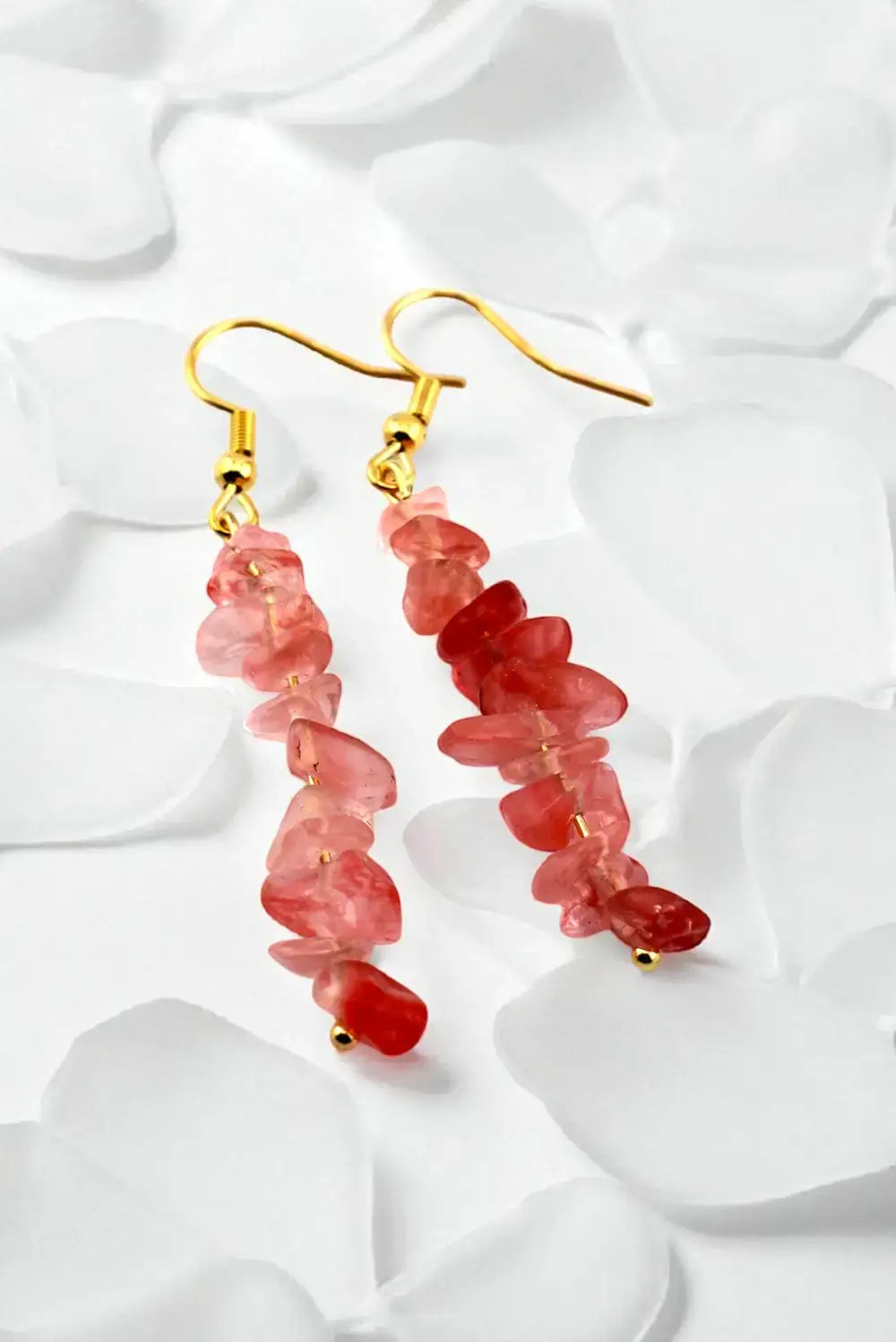 Heart Whisper – Strawberry Quartz Earrings