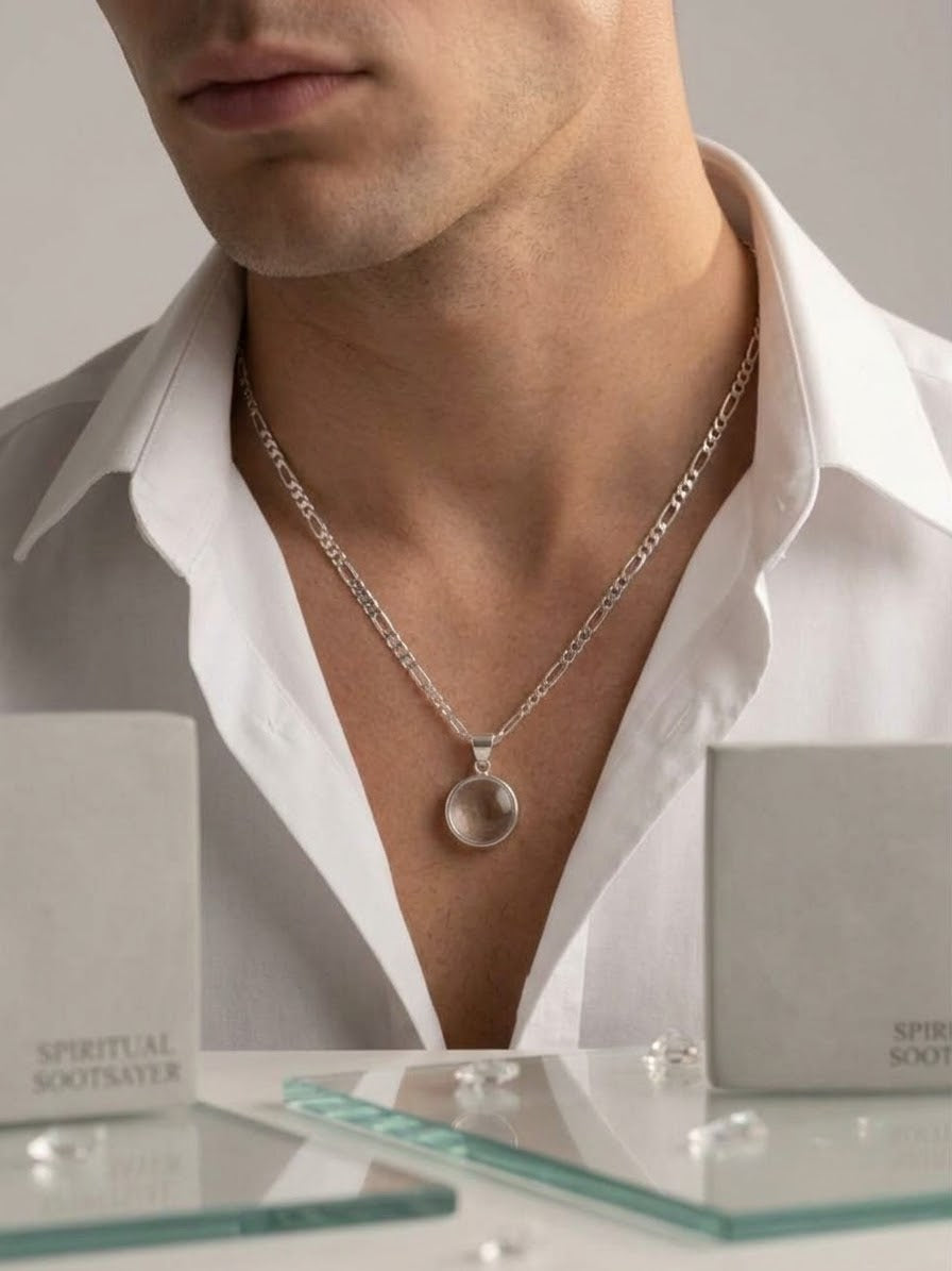 Lunar Sovereign Moonstone Men’s Necklace – 925 Sterling Silver
