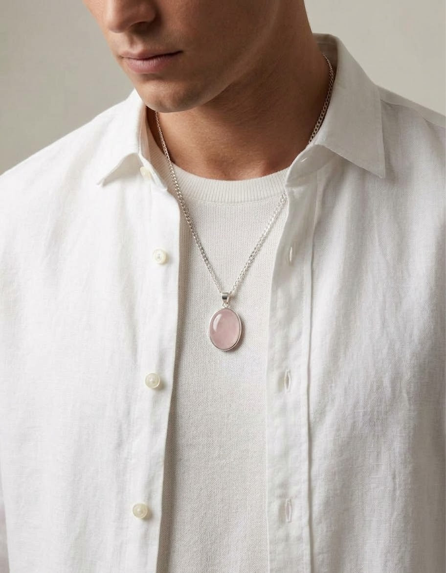 Lunar Veil Moonstone Men’s Necklace – 925 Sterling Silver