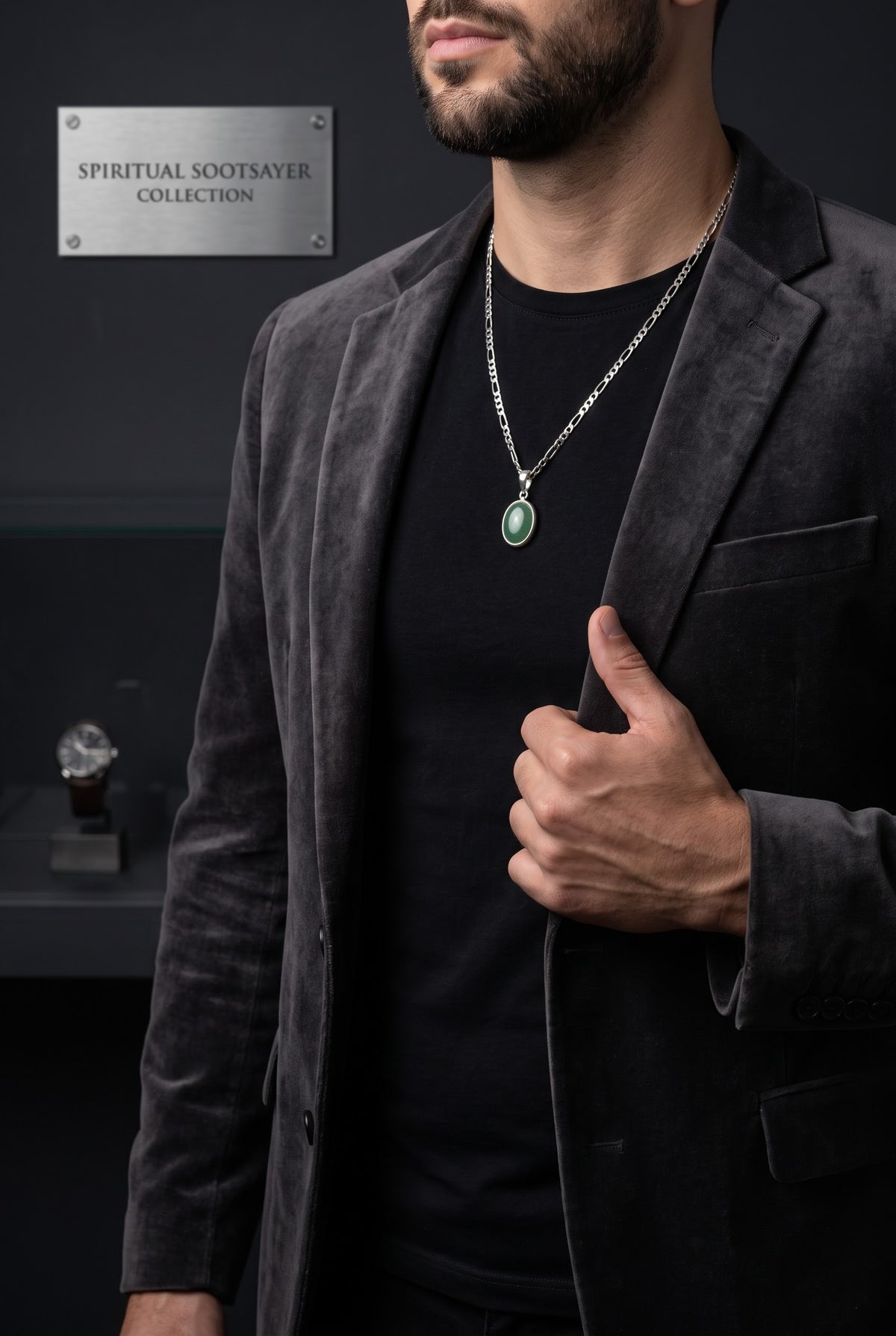 Verdant Legacy Green Aventurine Men’s Necklace – 925 Sterling Silver