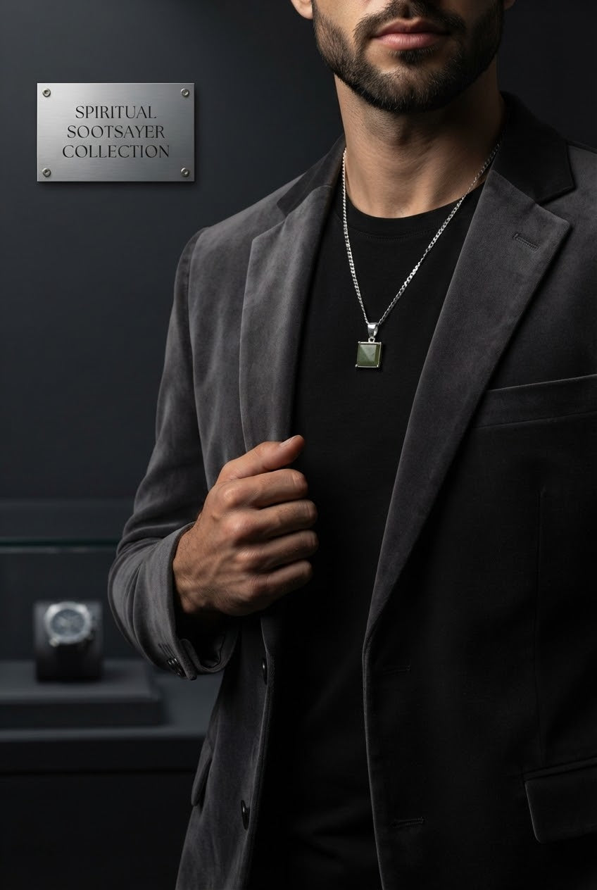 Verdant Legacy Jade Men’s Necklace – 925 Sterling Silver
