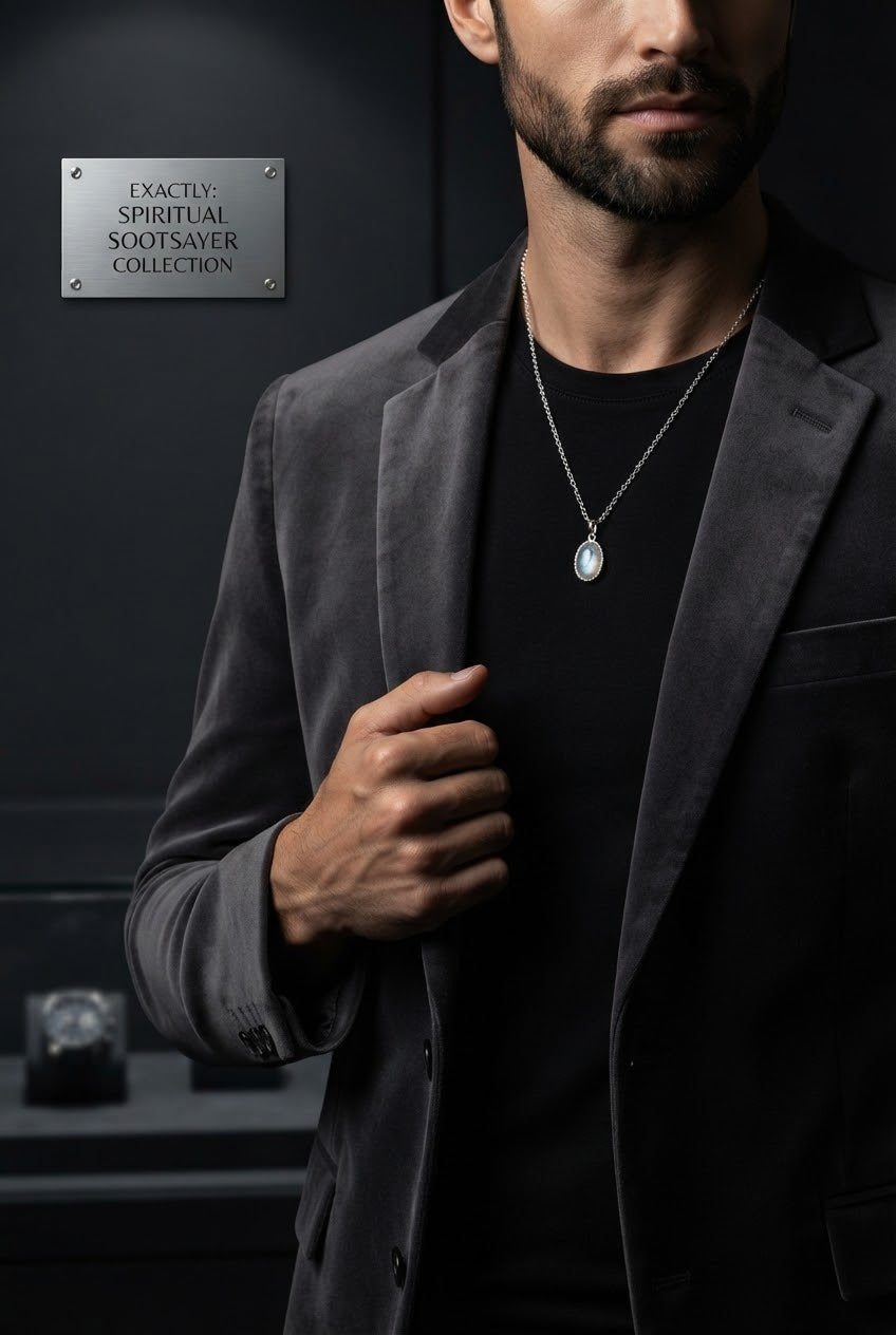 Celestial Drift Moonstone Men’s Necklace – 925 Sterling Silver