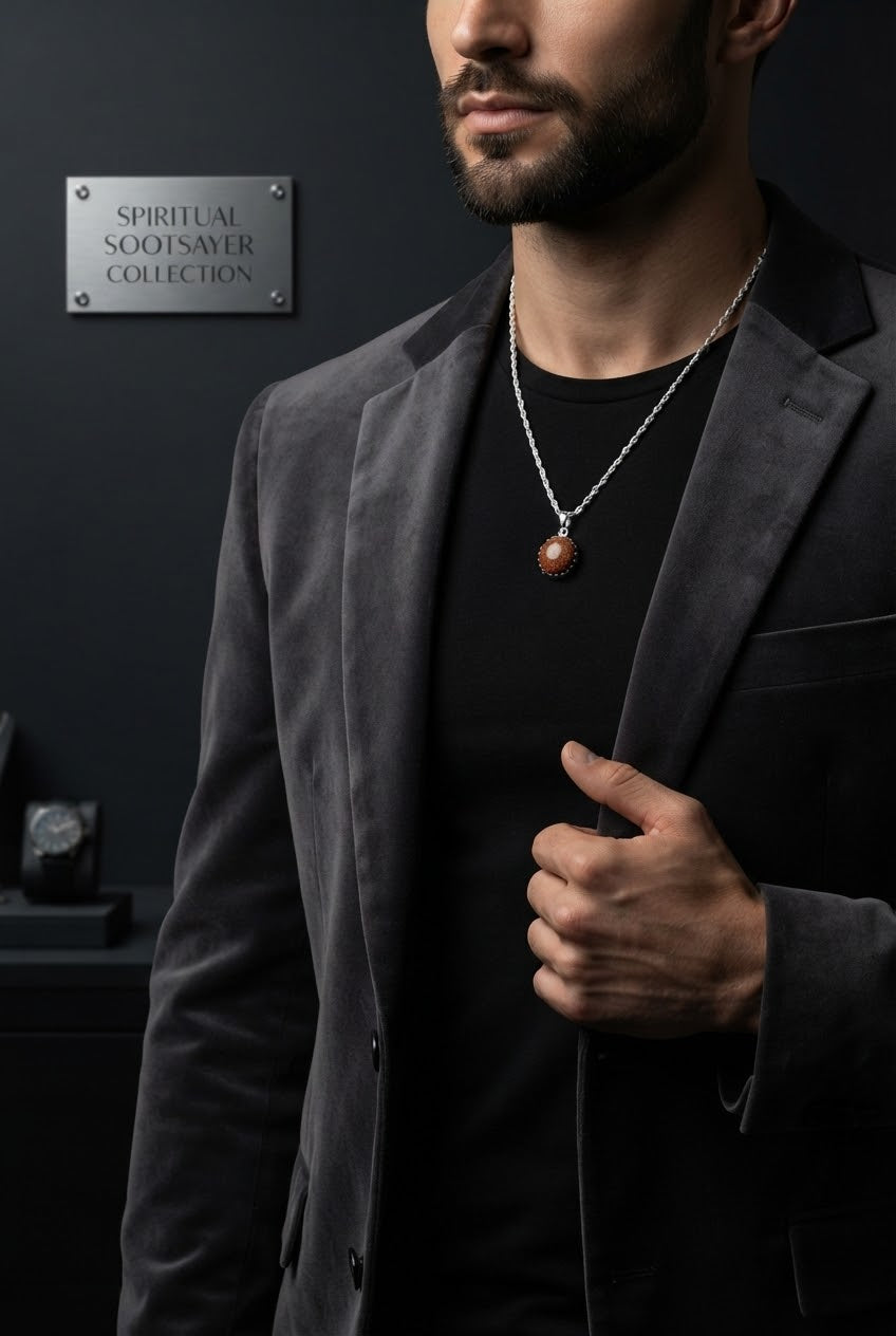 The Solar Vanguard Sunstone Men’s Necklace – 925 Sterling Silver