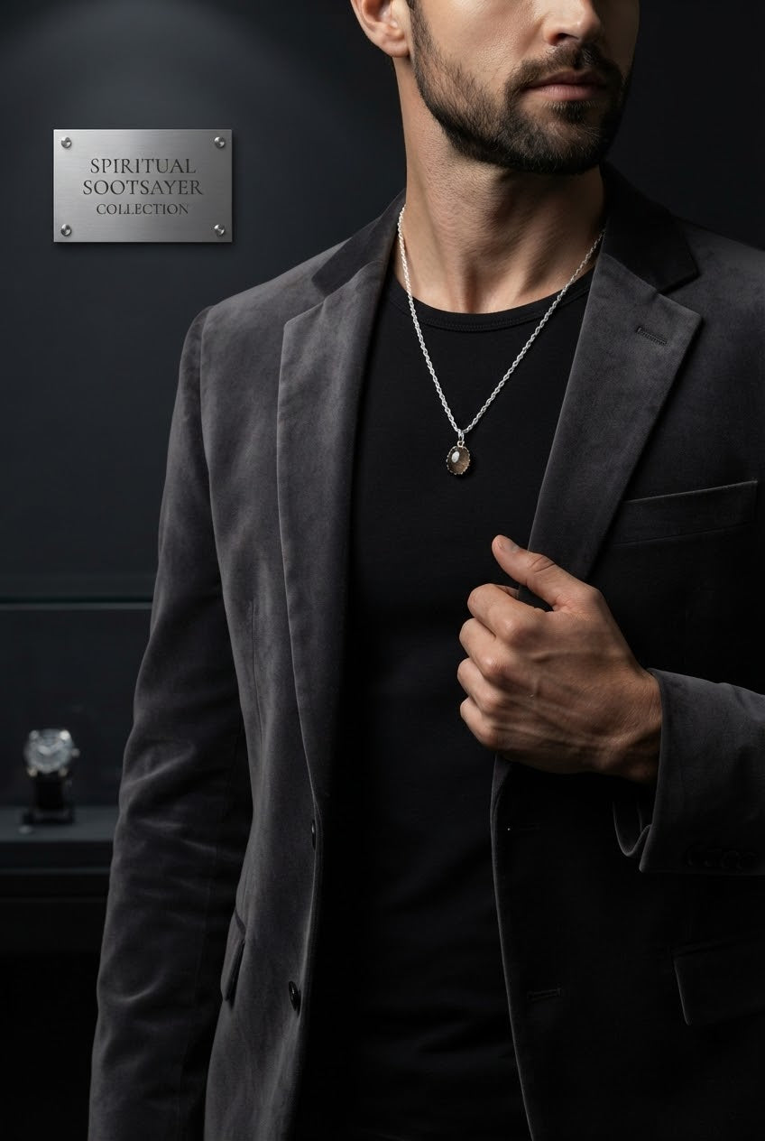 The Dusk Ember Sunstone Men’s Necklace – 925 Sterling Silver