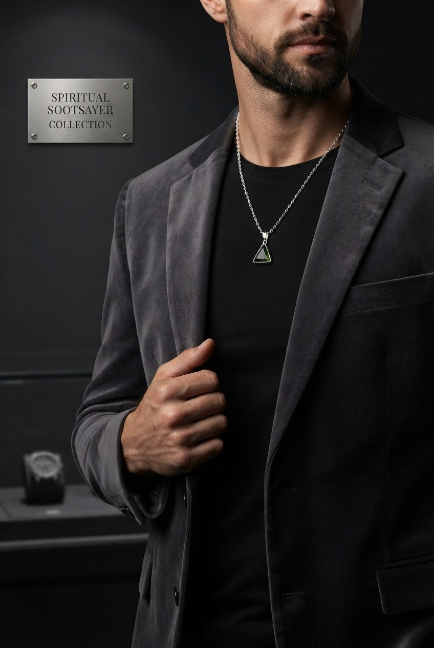 Verdant Apex Green Onyx Men’s Necklace – 925 Sterling Silver
