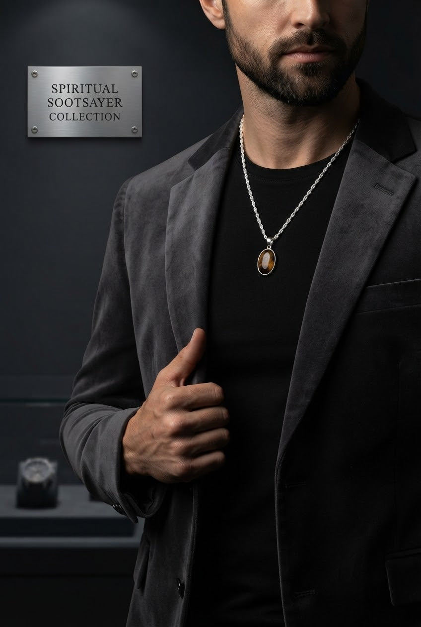 Emberline Tiger Eye Men’s Necklace – 925 Sterling Silver