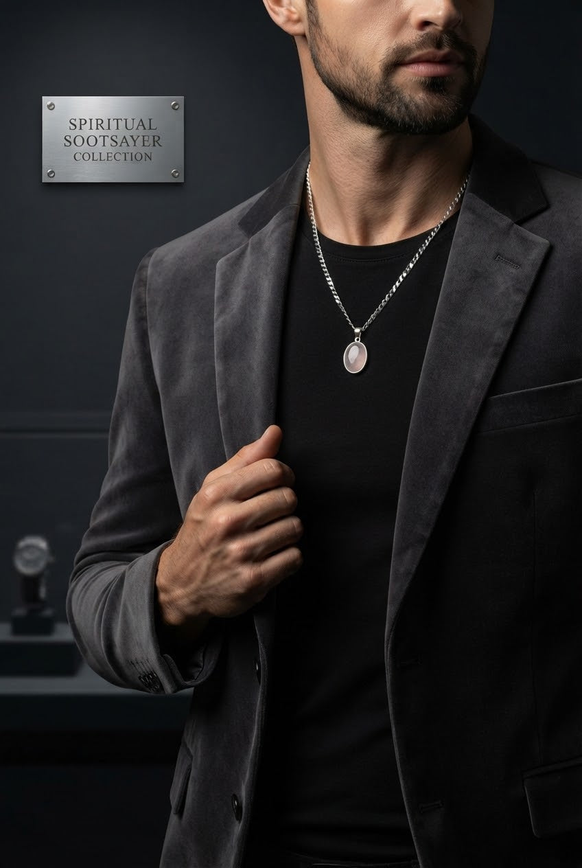 Lunar Veil Moonstone Men’s Necklace – 925 Sterling Silver