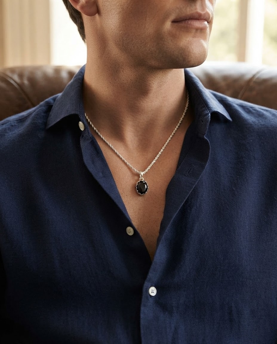 Midnight Edge Hematite Men’s Necklace – 925 Sterling Silver