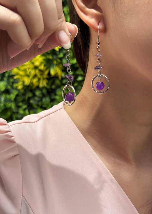 Amethyst Orbit Earrings - Ethereal Vibe