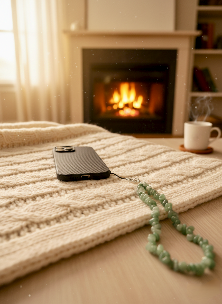 Green Aventurine Phone Keychain – Luck, Growth and Positive Energy