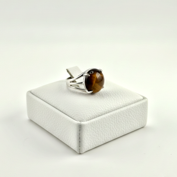 golden brown stone ring close up