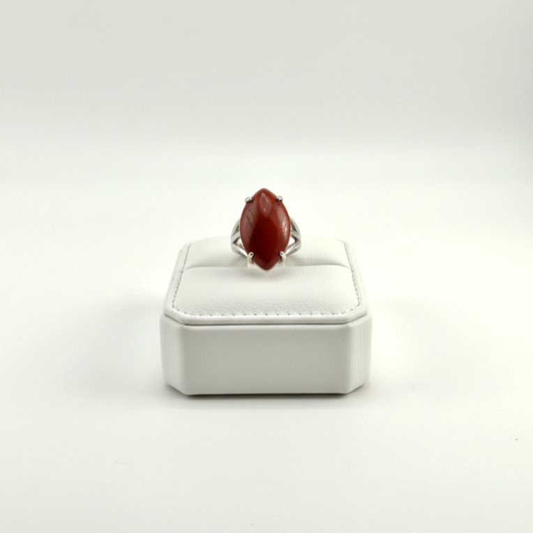 red jasper stone ring close up