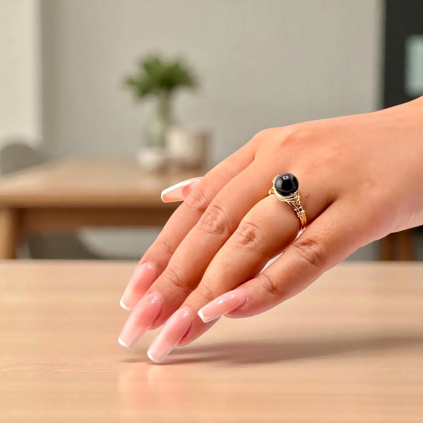 black onyx ring on hand