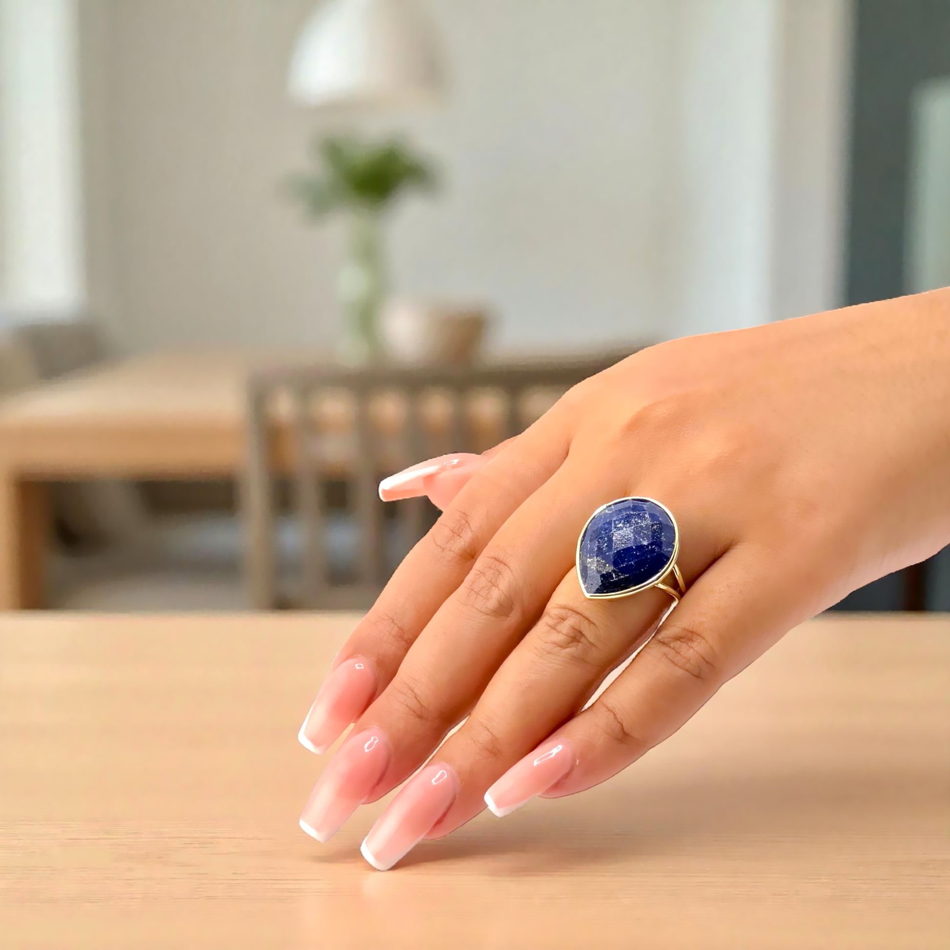 lapis lazuli ring on hand