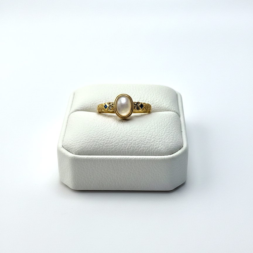 elegant pearl ring close up