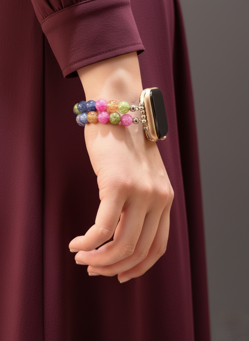 multicolor beaded apple watch strap