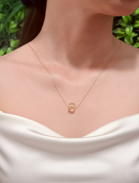 Citrine Minimal Bead Pendant Necklace – Abundance, Confidence and Positive Energy
