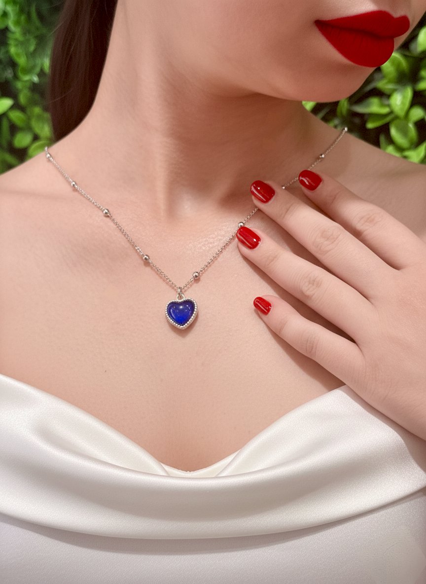 Blue Opalite Heart Pendant Necklace – Emotional Calm, Clarity and Gentle Energy