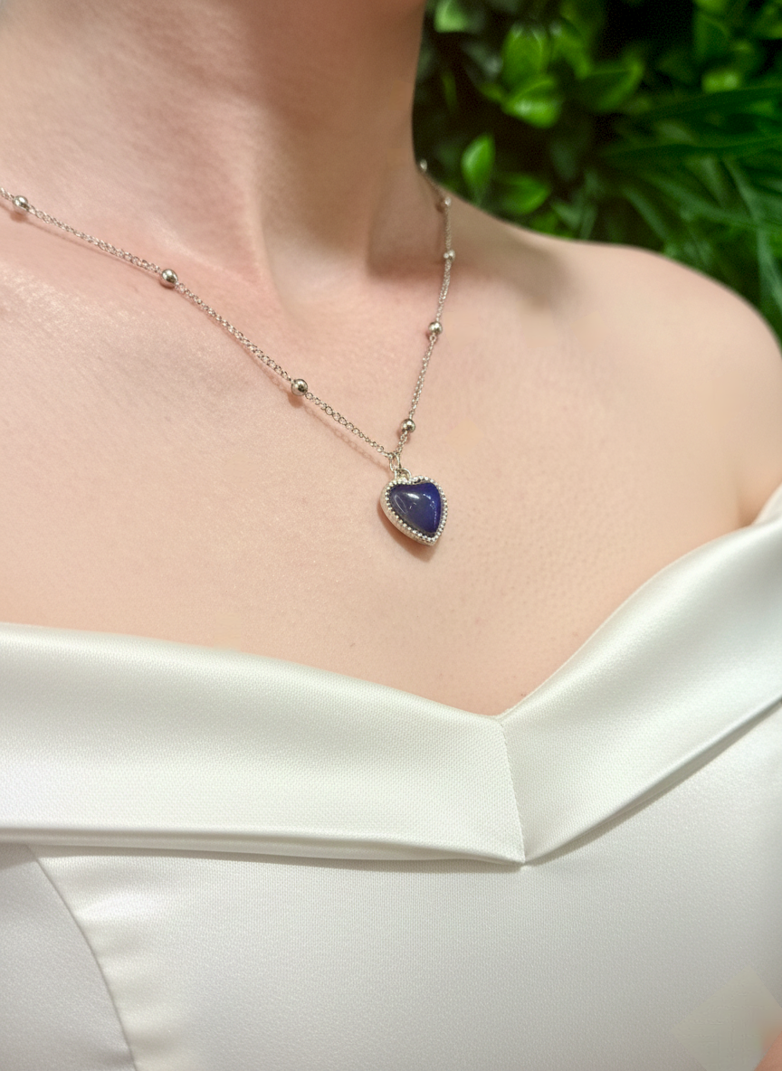 Blue Opalite Heart Pendant Necklace – Emotional Calm, Clarity and Gentle Energy