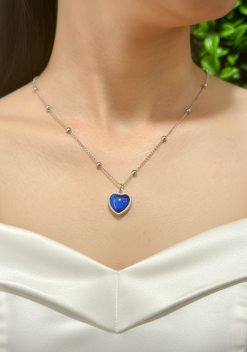 Blue Opalite Heart Pendant Necklace – Emotional Calm, Clarity and Gentle Energy