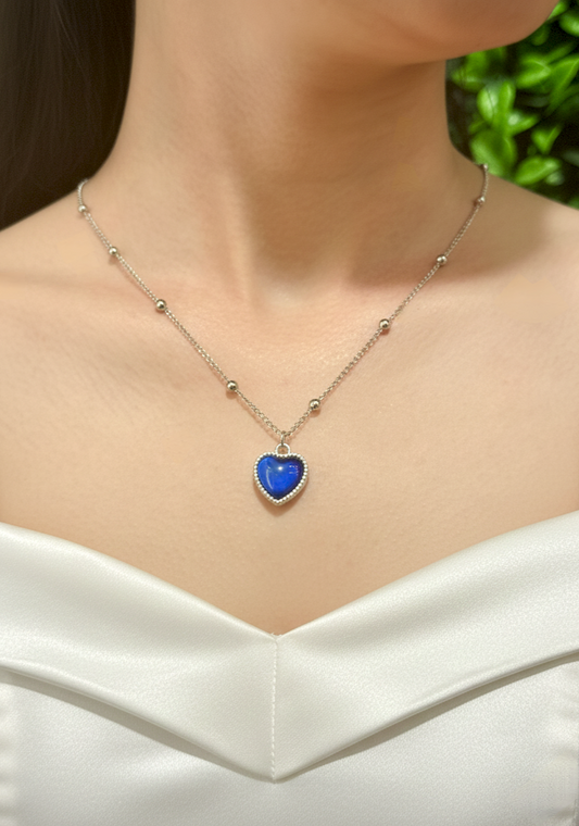 Blue Opalite Heart Pendant Necklace – Emotional Calm, Clarity and Gentle Energy
