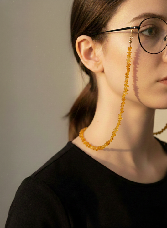 Citrine Crystal Glasses Chain – Warm Golden Tones & Uplifting Presence