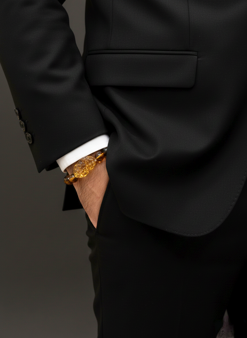 Citrine Beaded Bracelet with Natural Accents – Unisex Design