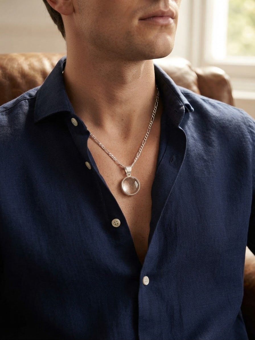 Lunar Sovereign Moonstone Men’s Necklace – 925 Sterling Silver
