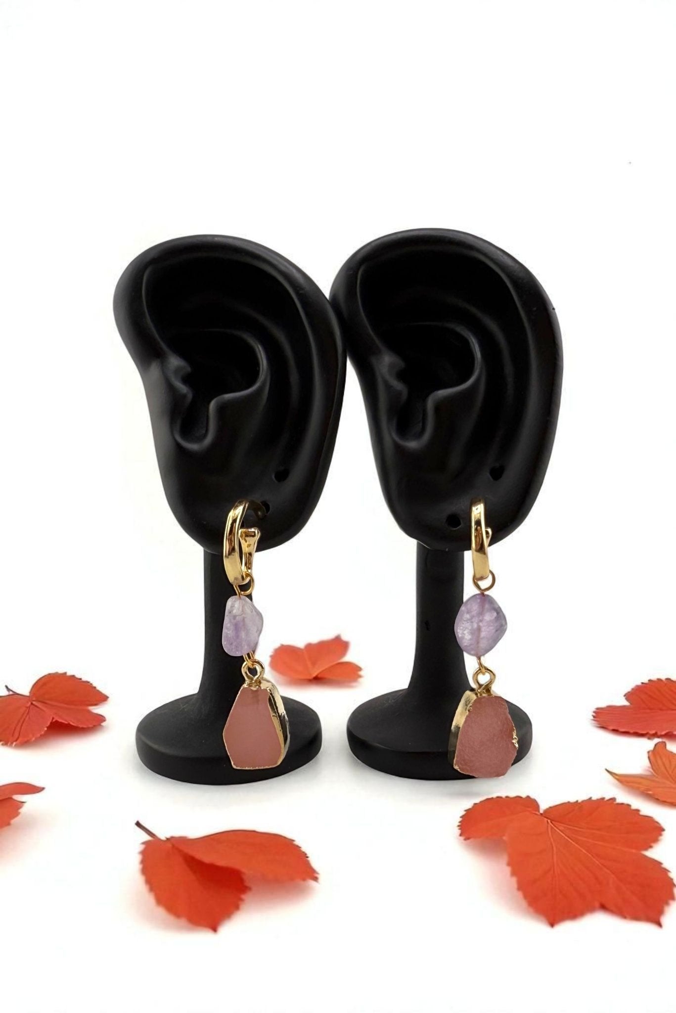 Lepidolite & Sunstone Drop Earrings - Dream Bloom