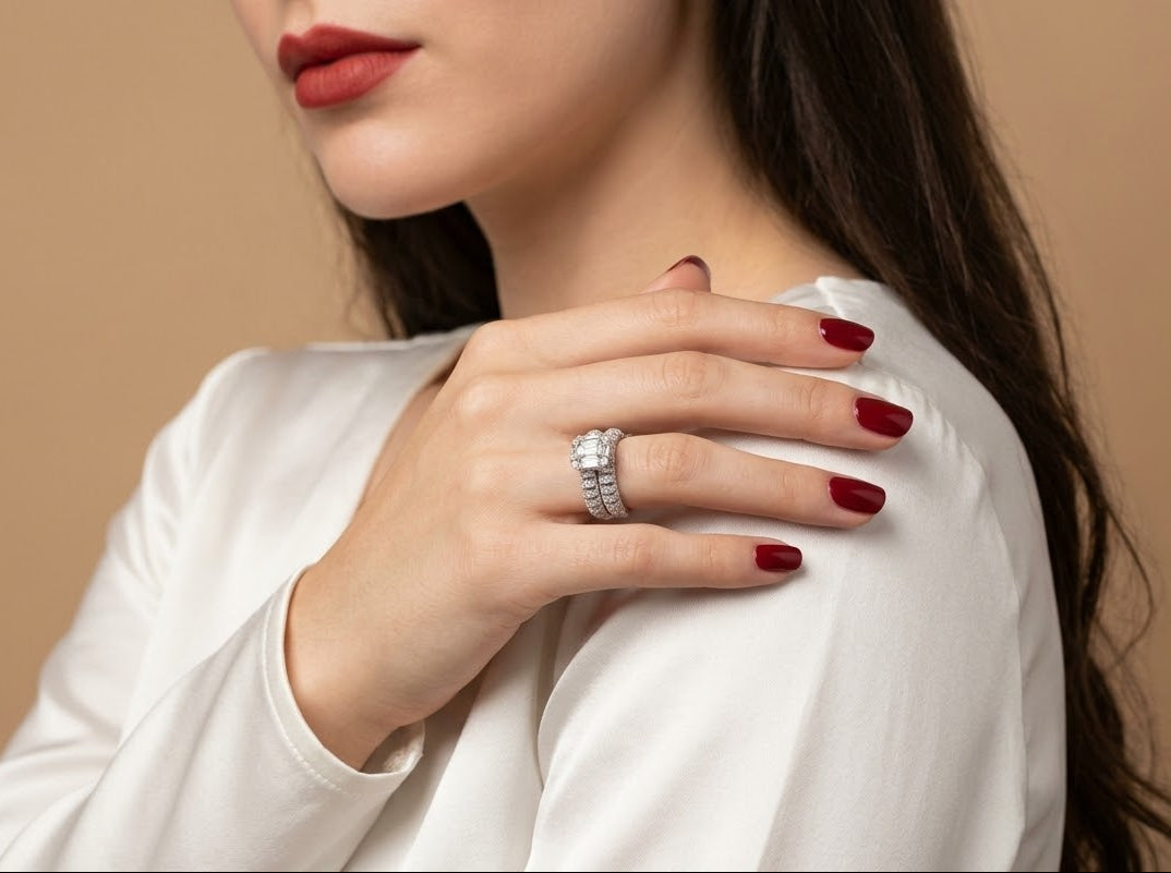 Imperial Twin Band Moissanite Ring – 925 Sterling Silver Luxury Ring for Women