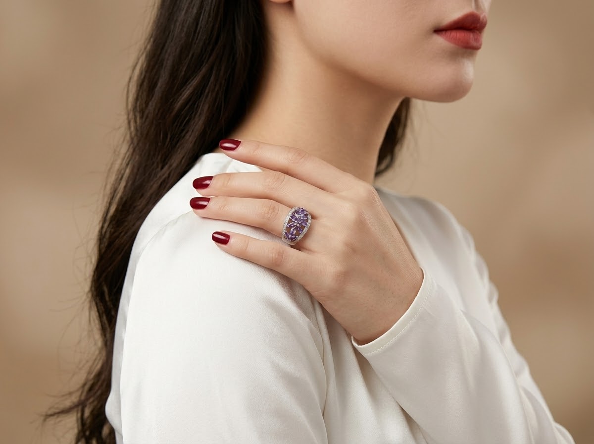 Amethyst Butterfly Grace Ring – 925 Sterling Silver Gemstone Ring for Women