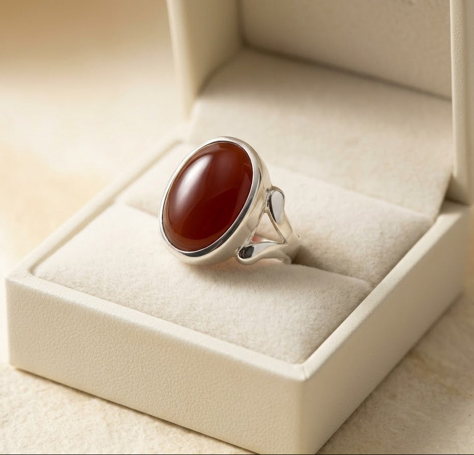 Heritage Aqeeq Elegance Ring for Him – 925 Sterling Silver