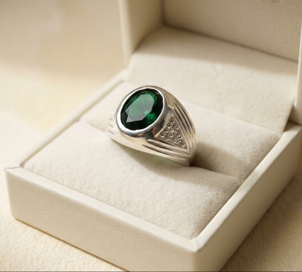 Emerald Legacy Men’s Ring – 925 Sterling Silver