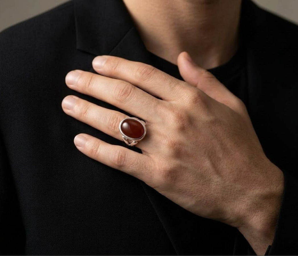 Heritage Aqeeq Elegance Ring for Him – 925 Sterling Silver