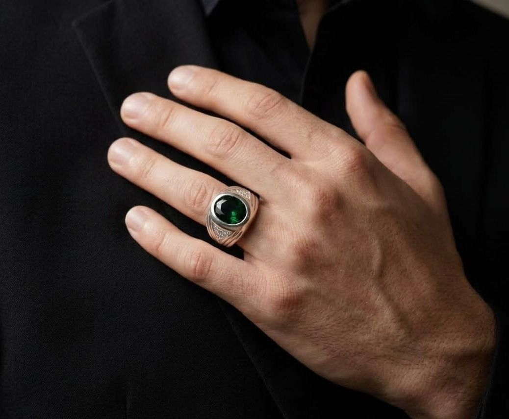 Emerald Legacy Men’s Ring – 925 Sterling Silver