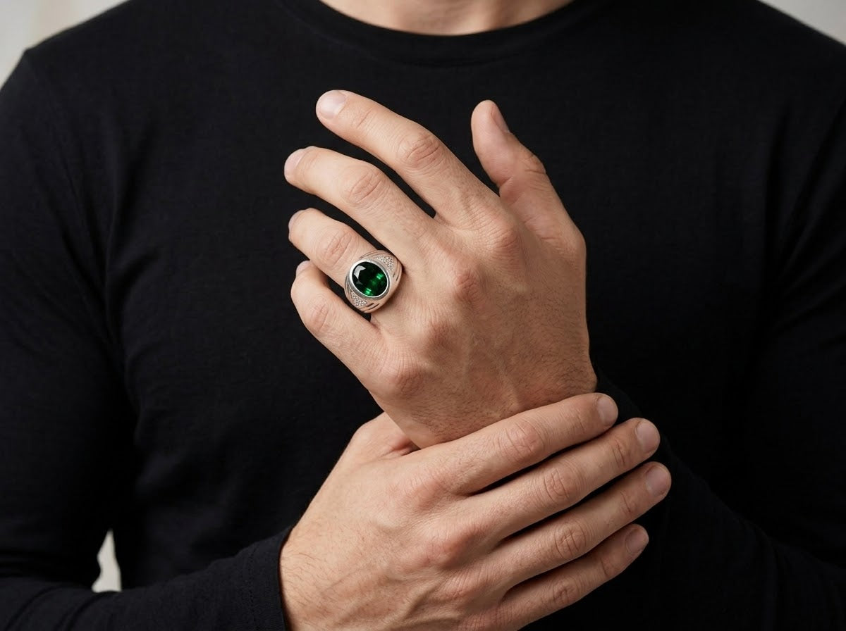 Emerald Legacy Men’s Ring – 925 Sterling Silver