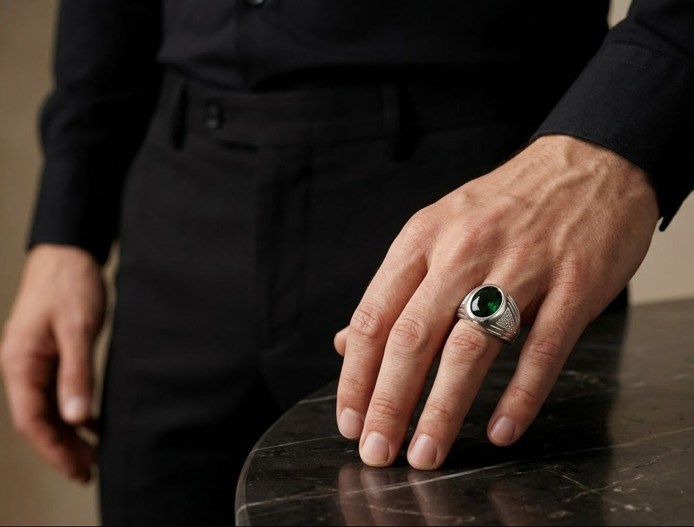 Emerald Legacy Men’s Ring – 925 Sterling Silver