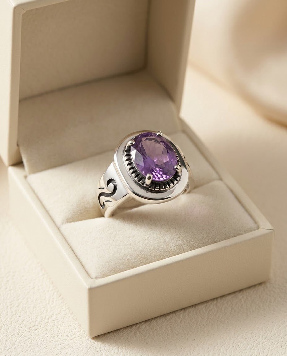 Amethyst Legacy Men’s Ring – 925 Sterling Silver