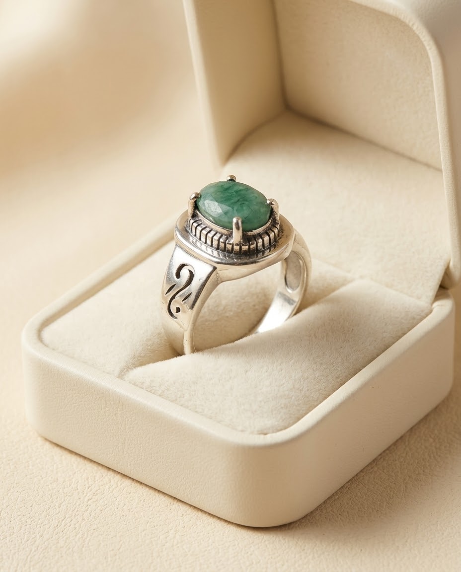 Emerald Heritage Men’s Ring – 925 Sterling Silver