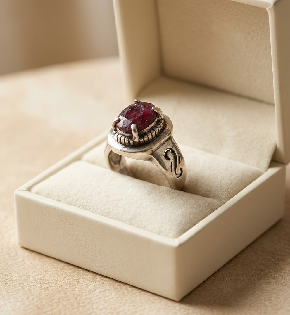 Garnet Heritage Men’s Ring – 925 Sterling Silver