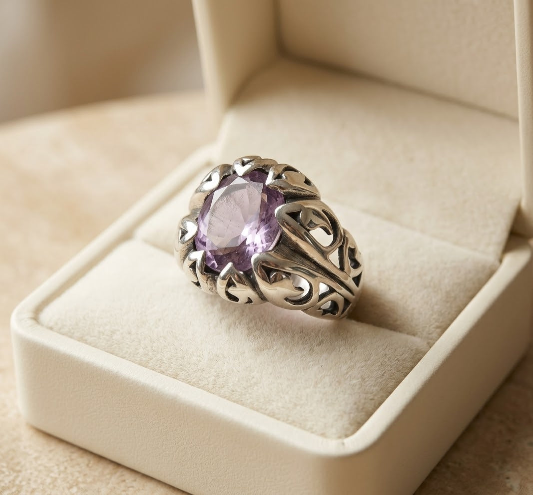 Amethyst Royal Vine Men’s Ring – 925 Sterling Silver