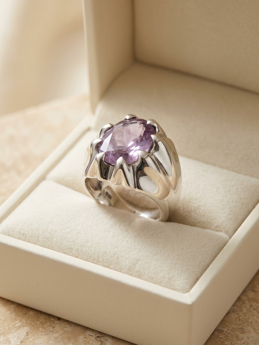Amethyst Imperial Bloom Men’s Ring – 925 Sterling Silver
