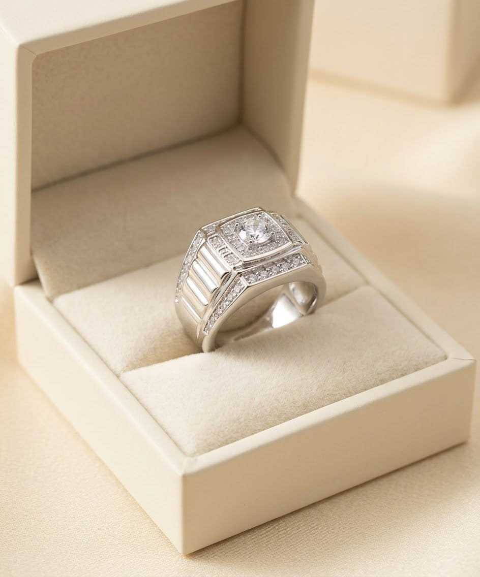 Moissanite Prestige Men’s Ring – 925 Sterling Silver